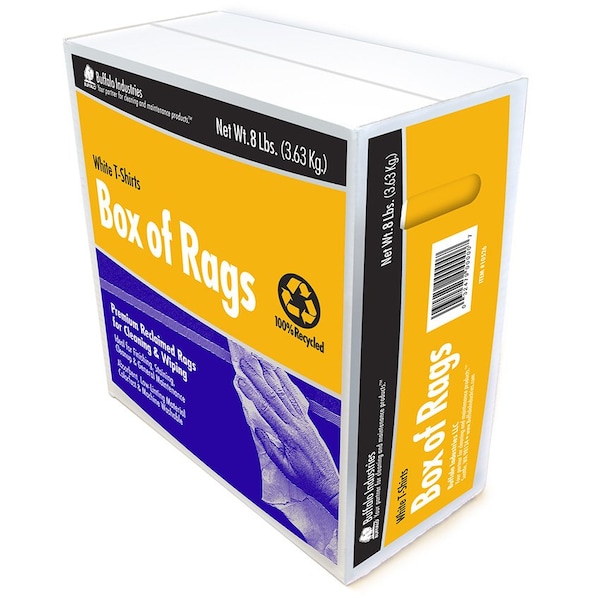 Buffalo Industries 8 Lb White Tee Shirt Rags 10526 - main